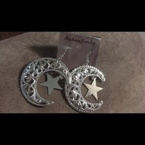 Crescent moon & stars earrings